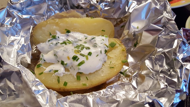 baked potato in tin foil