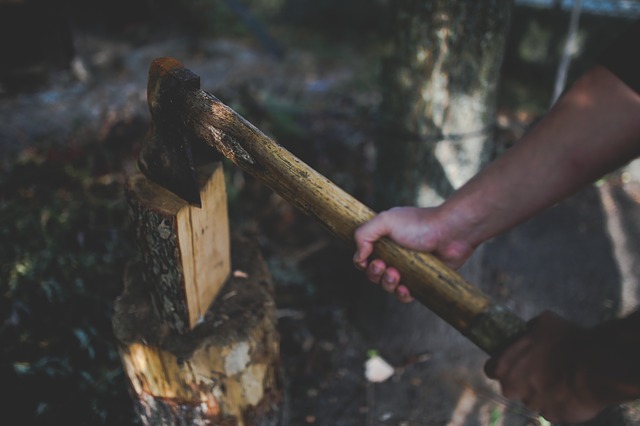 chopping firewood