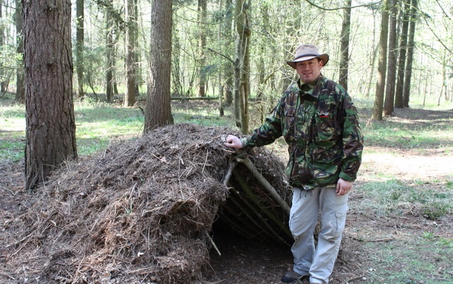 survival shelter in the forest
