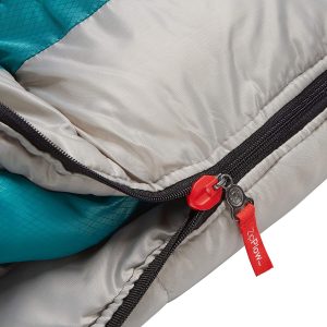 Coleman close up of the zipper on the 0 degree mummy sleeping bag