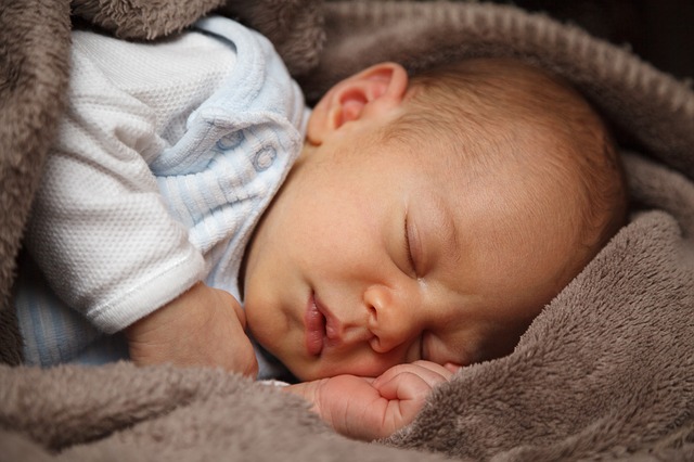 Newborn Wrapped In Brown Blanket