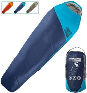 WINNER OUTFITTERS Mummy Sleeping Bag with Compression Sack, It's Portable and Lightweight for 3-4 Season Camping, Hiking, Traveling, Backpacking and Outdoor