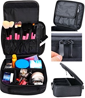 Makeup Bag,Coofit Portable Travel Bags Case Train Cases Cosmetic Bag Toiletry Bag Makeup Bag Case Black