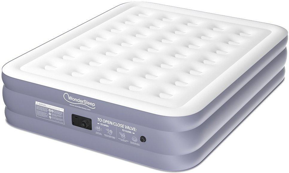 WonderSleep Classic Series Air Mattress with DreamCoil Supporting Technology & Internal High Capacity Pump, Portable Air Bed Height 20 Compact Size