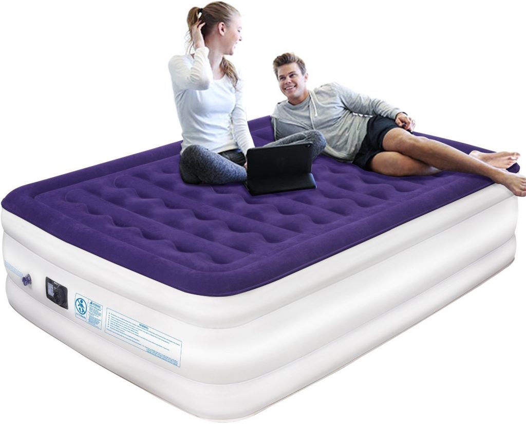 yeacar Air Mattress Blow Up Raised Airbed with Internal High Capacity Pump, Portable Inflatable Bed Queen Size