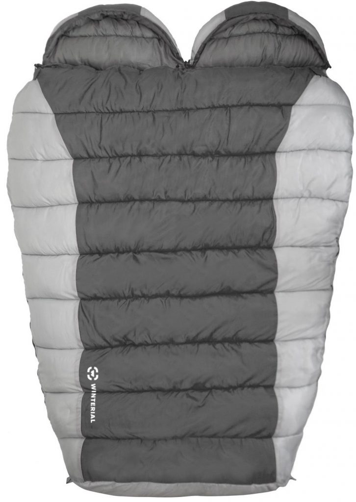 Winterial Double Mummy Sleeping Bag, Camping, Backpacking, Warm, 2 person, Double Sleeping Bag, Grey